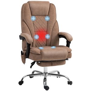 Chaise de bureau inclinable à massage par Vinsetto en tissu brun avec chaleur