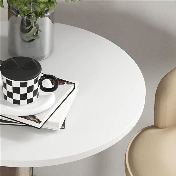 HOMCOM White Round 24-in Fixed Adjustable Bar Table w/ Swivel Top