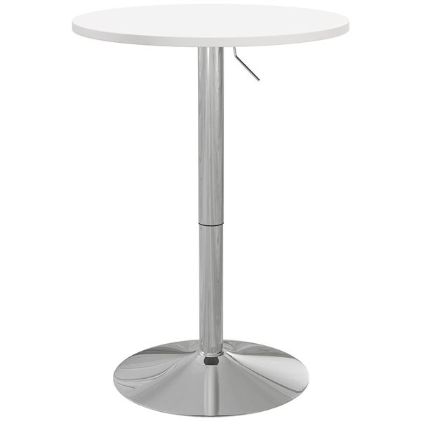 HOMCOM White Round 24-in Fixed Adjustable Bar Table w/ Swivel Top