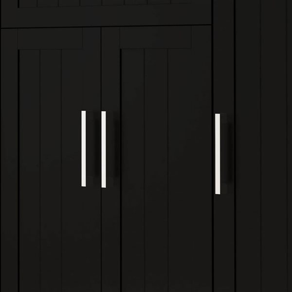 HOMCOM 36 H x 52 L x 18-in W Black MDF Base with Solid Wood Top Rolling Kitchen Island