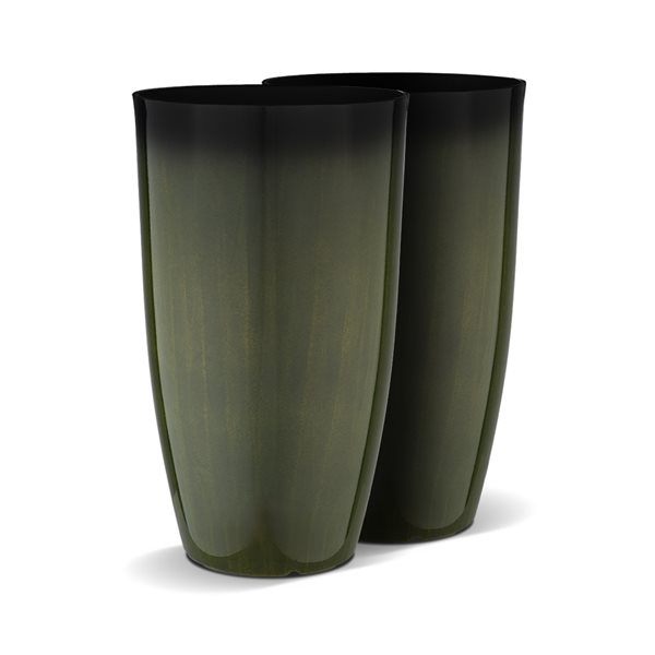 Naturae Decor Large Plastic Planter 12 x 21-in Dark Green - 2/Pk