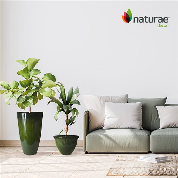 Naturae Decor Large Plastic Planter 12 x 21-in Dark Green - 2/Pk