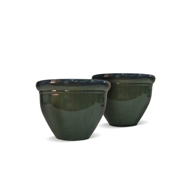 Naturae Decor Small Plastic Planter 10 x 8-in Dark Green - 2/Pk