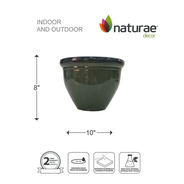 Naturae Decor Small Plastic Planter 10 x 8-in Dark Green - 2/Pk