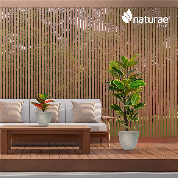 Naturae Decor Medium Plastic Planter 12 x 9-in - Beige Stone Finish - 2/Pk