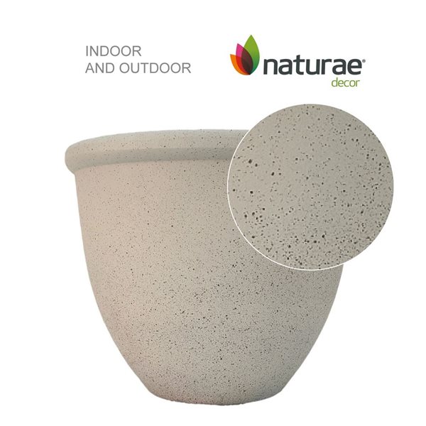 Naturae Decor Medium Plastic Planter 12 x 9-in - Beige Stone Finish - 2/Pk