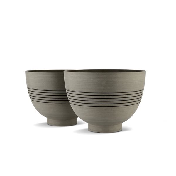 Naturae Decor Small Plastic Planter 11 x 8-in - Brown Stone Finish - 2/Pk