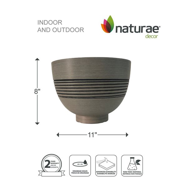 Naturae Decor Small Plastic Planter 11 x 8-in - Brown Stone Finish - 2/Pk