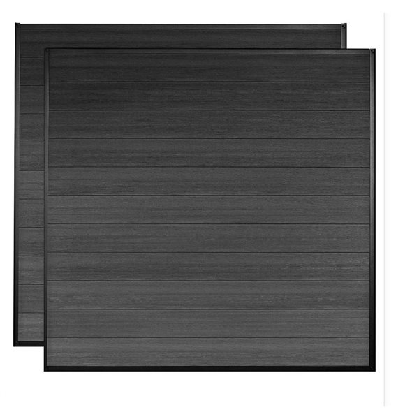 Slipfence Set of 2 6-ft Charcoal Horizontal Composite Fence Panels
