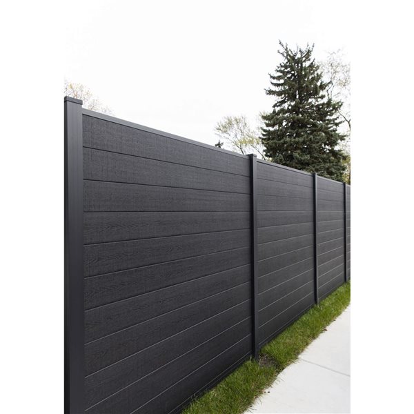 Slipfence Set of 2 6-ft Charcoal Horizontal Composite Fence Panels