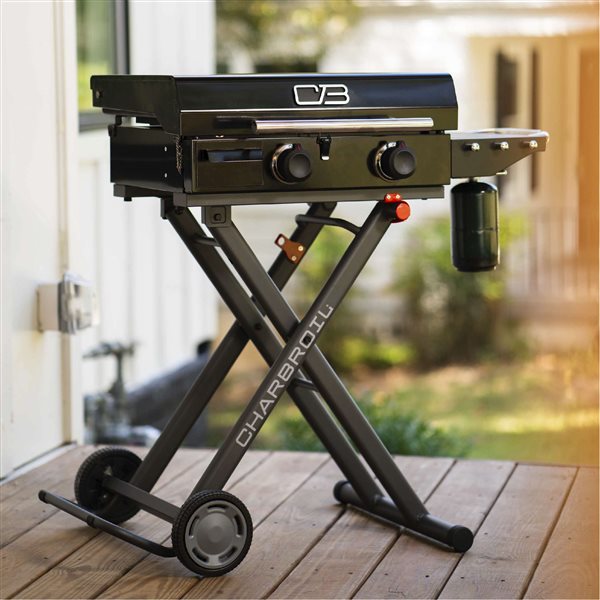 Charbroil 22-in Performance Series Folding Cart 2-Burner Portable Propane Gas Griddle - Black