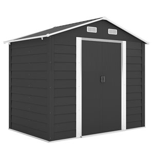 Abri de jardin Outsunny de 7,7 pi x 6,9 pi x 6,4 pi gris foncé