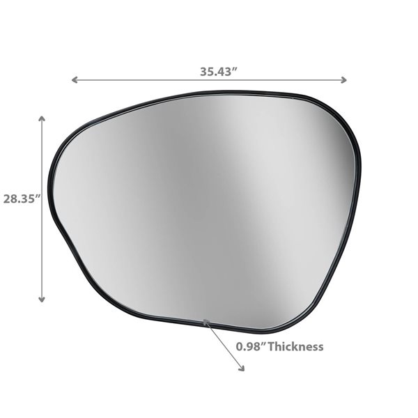 iH casadécor 28 L x 35-in W Irregular Black Wooden Framed Wall Mirror