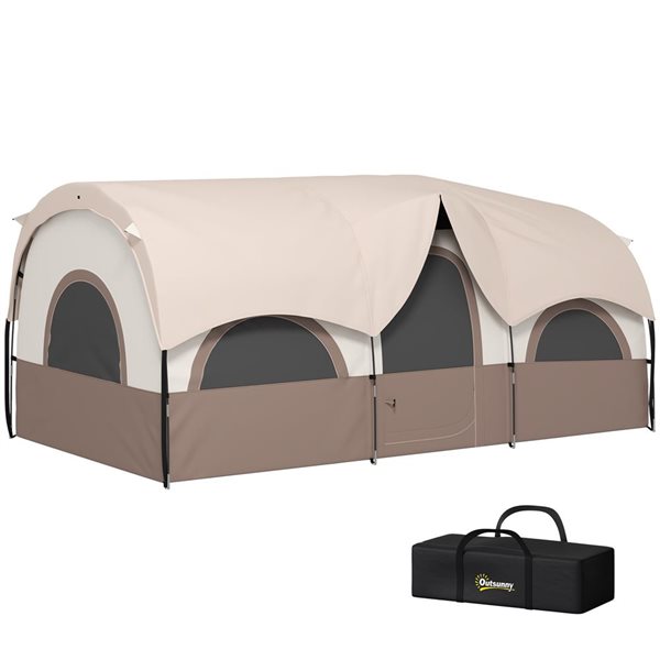Outsunny Khaki 4-6 Person Camping Tent with Sewn in Groundsheet