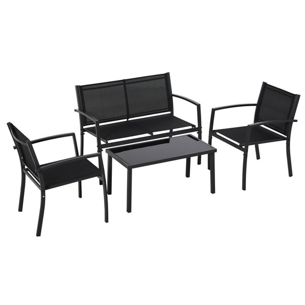 Patio Set Rona Outsunny 4 Pcs Patio Furniture Set - Black 84B-508 | RONA