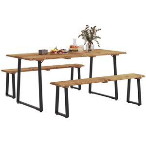 Table et bancs de pique-nique pour 6 personnes Outsunny avec trou pour parasol de terrasse
