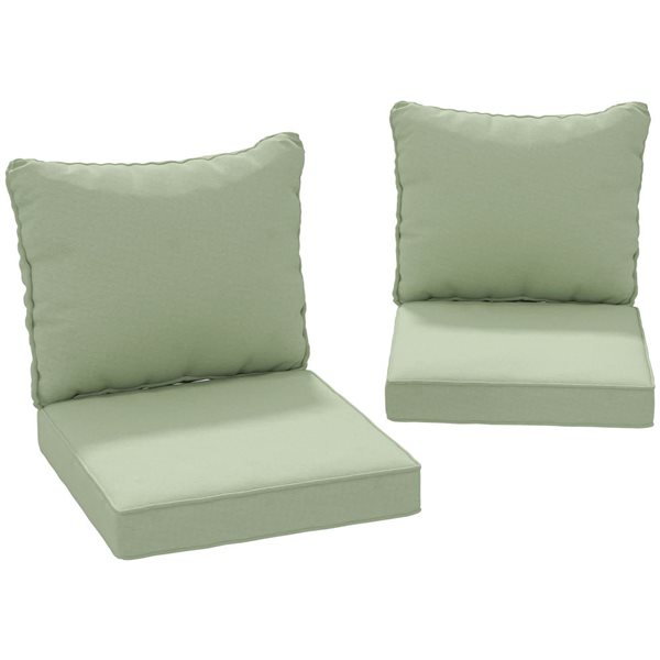 Outsunny Patio Chair Cushions for 2 Chairs w/ Backrest - Green