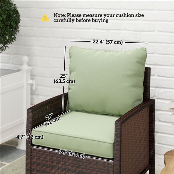 Outsunny Patio Chair Cushions for 2 Chairs w/ Backrest - Green