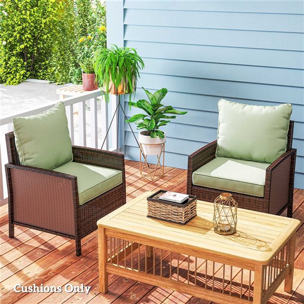 Outsunny Patio Chair Cushions for 2 Chairs w/ Backrest - Green