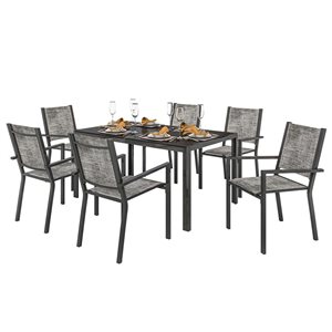 Ensemble de salle à manger d'extérieur Outsunny avec 6 chaises empilables, gris