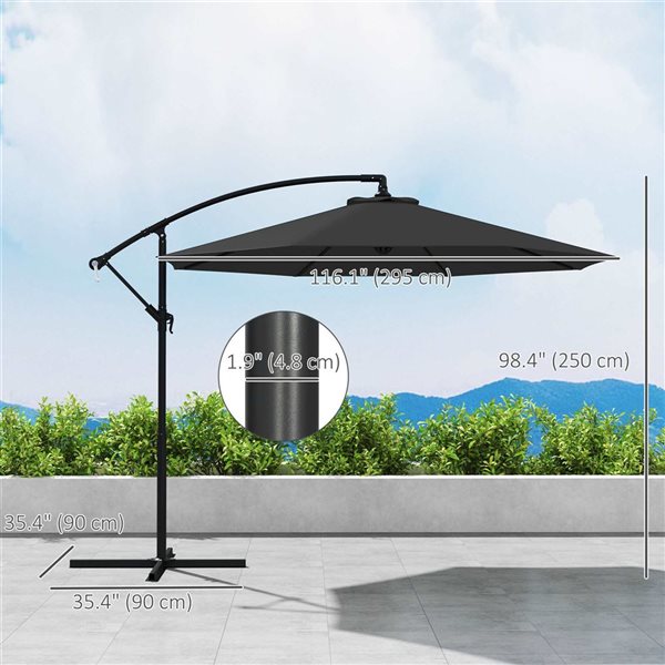 Outsunny 9.7-ft Offset Patio Umbrella - Black