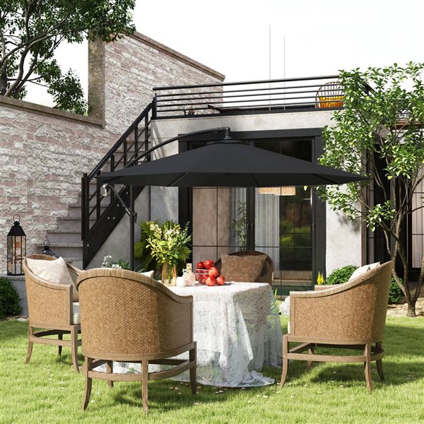 Outsunny 9.7-ft Offset Patio Umbrella - Black