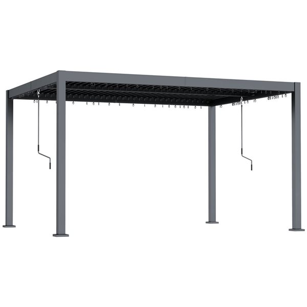 Outsunny 10 x 12-ft Aluminum Pergola w/ Adjustable Roof Louvers - Grey