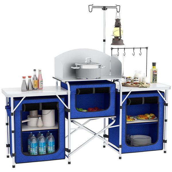 Outsunny Folding Aluminum Camping Table - Blue