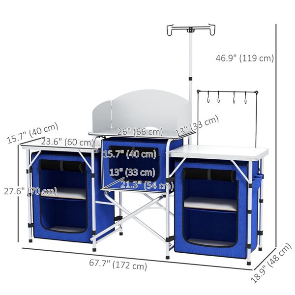 Outsunny Folding Aluminum Camping Table - Blue