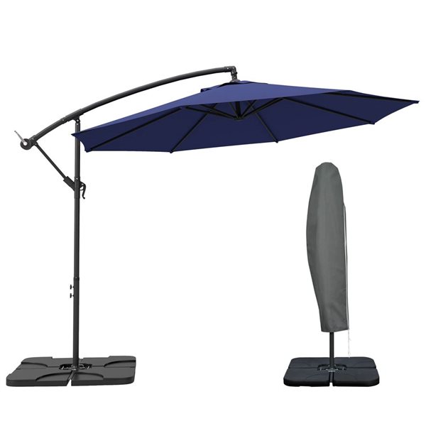 Outsunny 9.6-ft Offset Patio Umbrella - Navy Blue