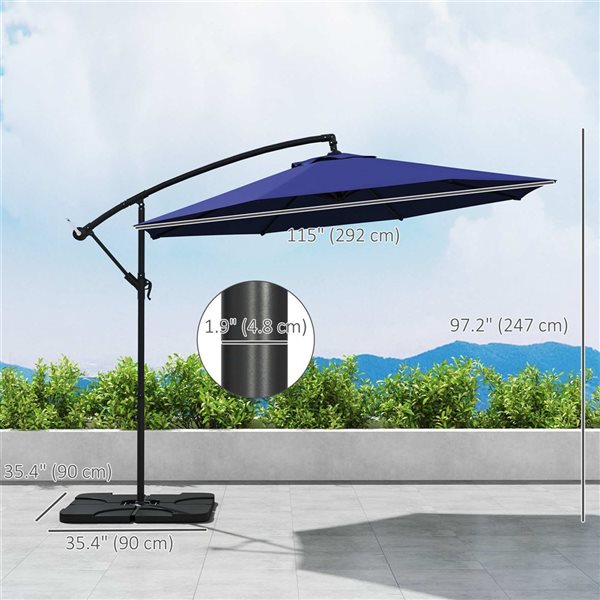 Outsunny 9.6-ft Offset Patio Umbrella - Navy Blue
