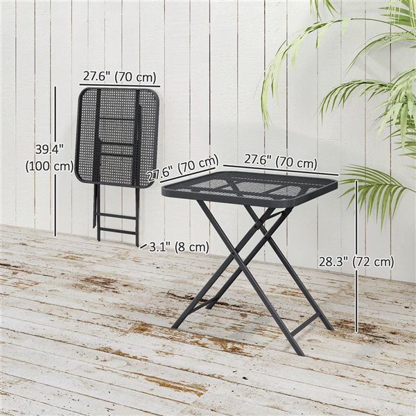Outsunny Folding Outdoor Patio Table w/ Rattan-Like Top - Black