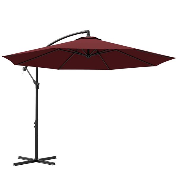 Outsunny 9.7-ft Offset Patio Umbrella - Wine Red