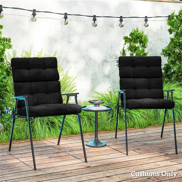 Set of Outsunny Button-Tufted Outdoor Chair Cushions w/ Ties