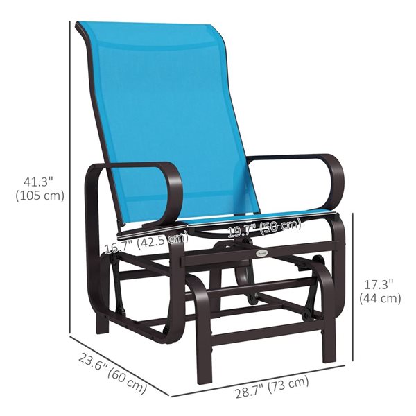 Outsunny Outdoor Glider Rocking Chair - Blue
