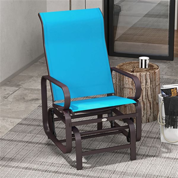 Outsunny Outdoor Glider Rocking Chair - Blue