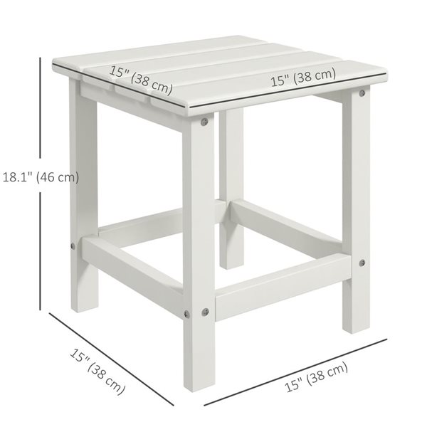 Outsunny Adirondack Patio Side Table HDPE - White