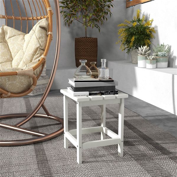 Outsunny Adirondack Patio Side Table HDPE - White