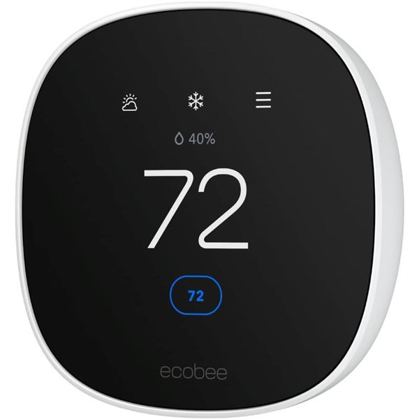 Ecobee Essential Smart Thermostat with LED Touch Screen - White