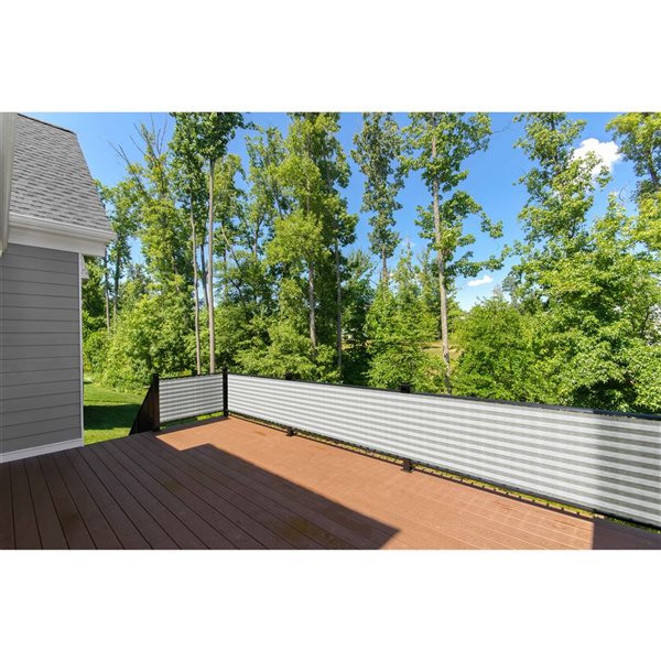 Naturae Decor Striped Privacy Balcony Screen 3 x 16-ft - Off-White
