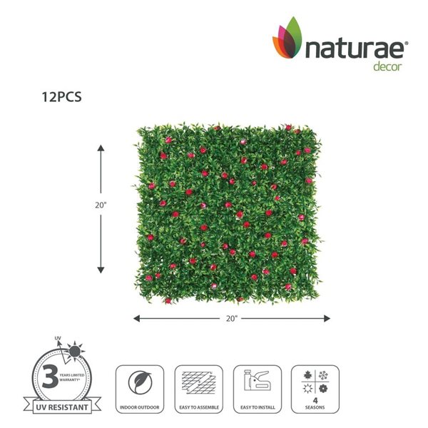 Naturae Decor Pink Rose 20 x 20-in Foliage Panel - 12/Pk