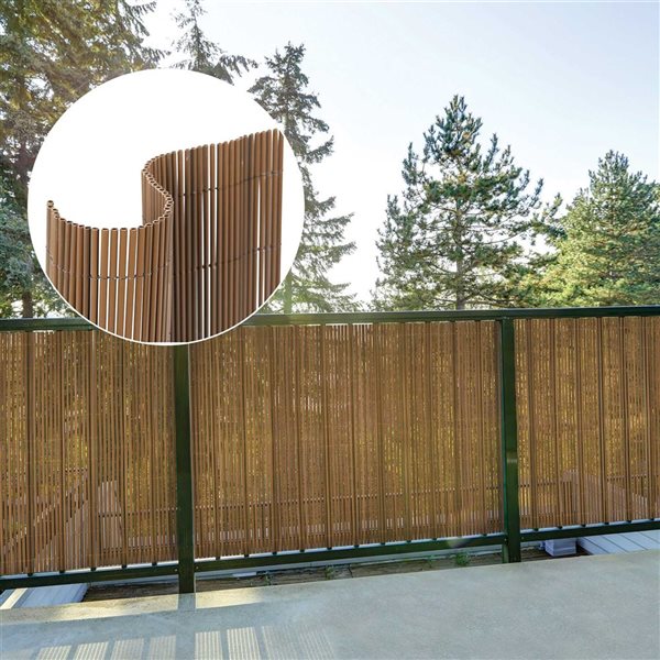 Naturae Decor Artificial Bamboo Privacy Screen 40 x 96-in - Oak Finish