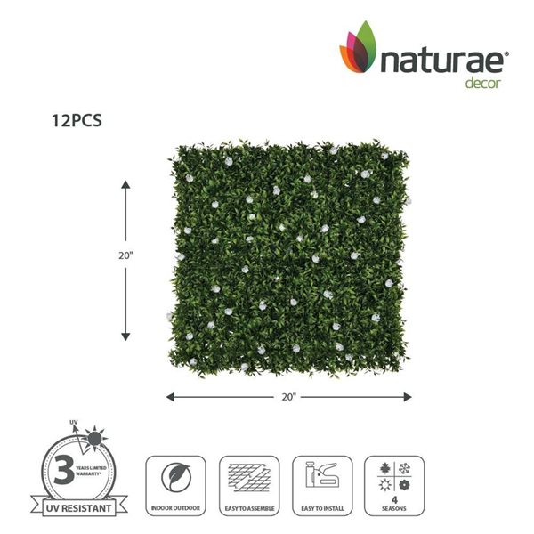 Naturae Decor White Rose 20 x 20-in Foliage Panel - 12/Pk