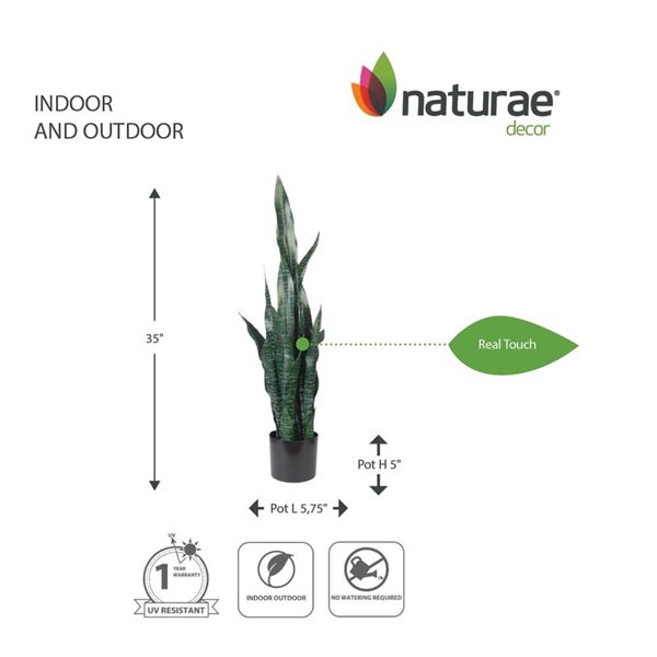 Naturae Decor 35-in H Artificial Indoor/Outdoor Coral Sansevieria
