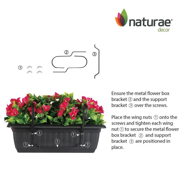 Naturae Decor 13-in H Artificial Indoor/Outdoor Cascading Red Bougainvillea in Rail Planter