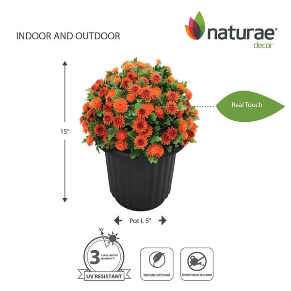 Naturae Decor 15-in H Artificial Indoor/Outdoor Chrysanthemum