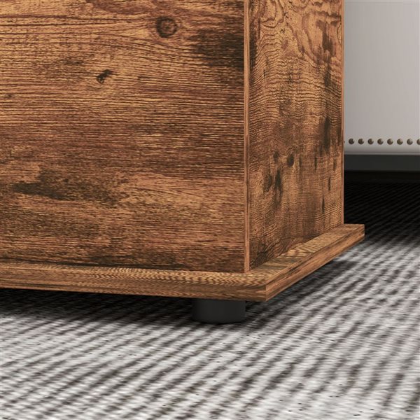 HOMCOM Rustic Brown Composite Wood Lift Top Storage Chest with 2 Safety Hinge