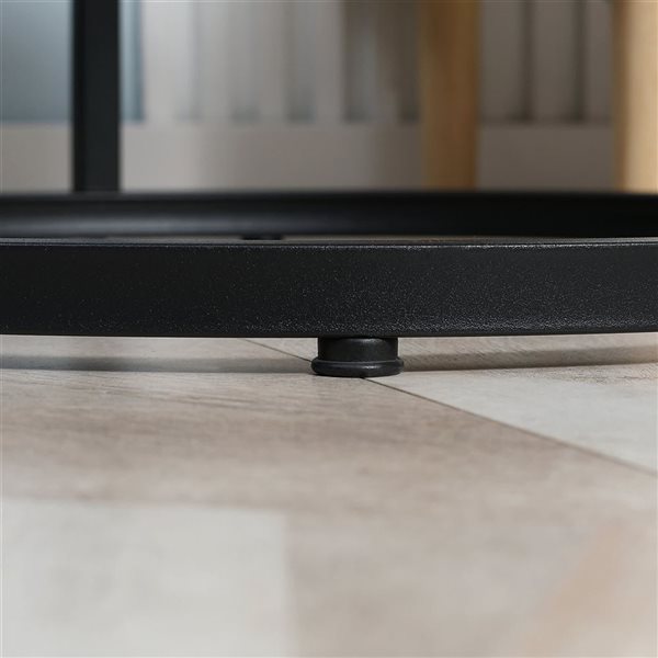 HOMCOM White Grey MDF/Black Metal Round Nesting Coffee Tables - Set of 2