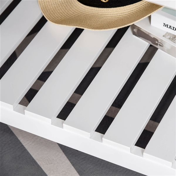 HOMCOM 45.7 W x 23.6 D x 18.9-in H White/Natural MDF Farmhouse Coffee Table with Slatted Bottom Shelf