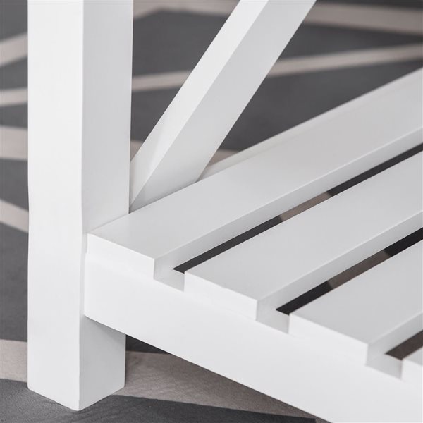 HOMCOM 45.7 W x 23.6 D x 18.9-in H White/Natural MDF Farmhouse Coffee Table with Slatted Bottom Shelf